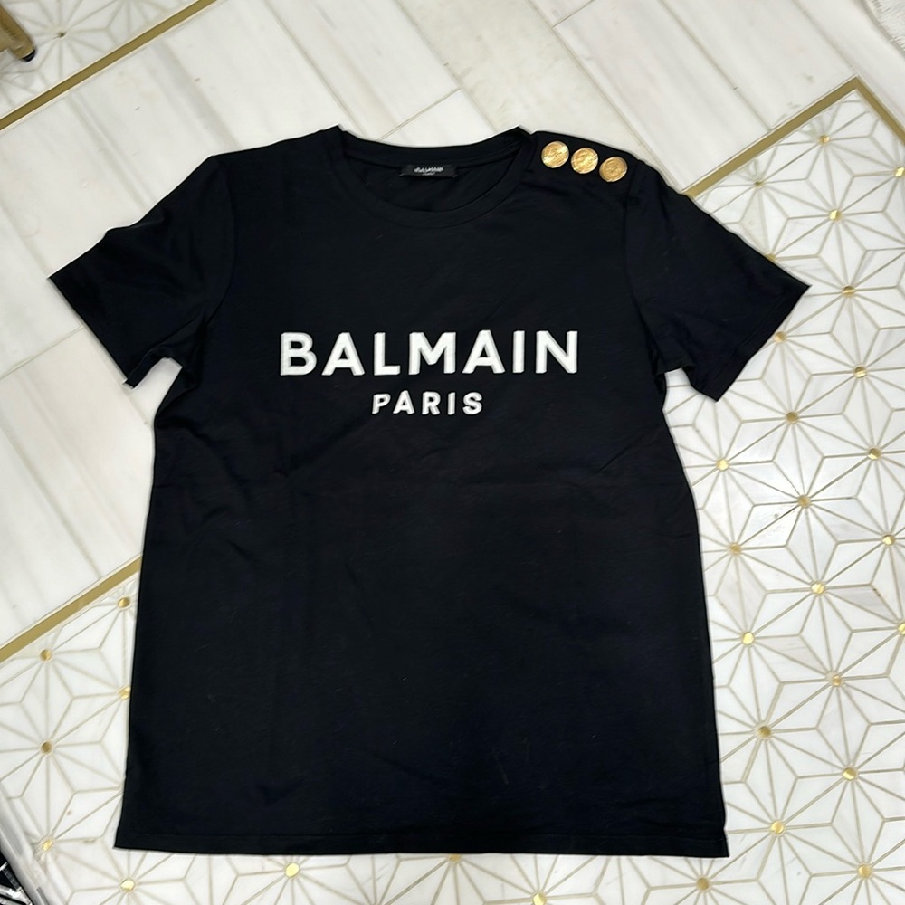 Brand new with out tags Balmain flocked logo tee